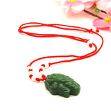 Green Jade Nine-tailed Fox Pendant Necklace Charm Jadeite Jewelry
