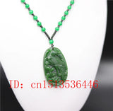 Green Jade Phoenix Pendant Necklace Luck Amulet