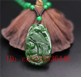 Green Jade Phoenix Pendant Necklace Luck Amulet