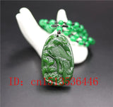Green Jade Phoenix Pendant Necklace Luck Amulet