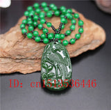 Green Jade Phoenix Pendant Necklace Luck Amulet