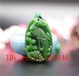 Green Jade Phoenix Pendant Necklace Luck Amulet