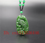 Green Jade Phoenix Pendant Necklace Luck Amulet