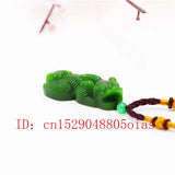 Green Chinese Jade Pixiu Pendant Necklace Jadeite Jewelry