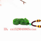 Green Chinese Jade Pixiu Pendant Necklace Jadeite Jewelry