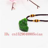 Green Chinese Jade Pixiu Pendant Necklace Jadeite Jewelry