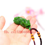 Green Chinese Jade Pixiu Pendant Necklace Jadeite Jewelry