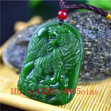 Green Jade Tiger Pendant Necklace Charm Jewelry Amulet