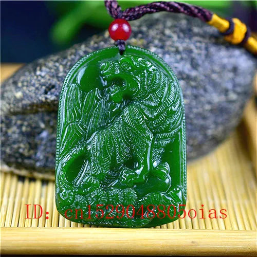 Green Jade Tiger Pendant Necklace Charm Jewelry Amulet