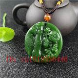 Green Chinese Parrot Carved Jade Pendant Necklace Lucky Amulet