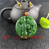 Green Chinese Parrot Carved Jade Pendant Necklace Lucky Amulet