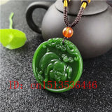 Natural Green Chinese Pig Carved Jade Pendant Necklace Charm