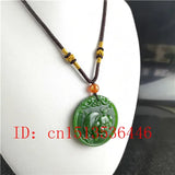 Natural Green Chinese Pig Carved Jade Pendant Necklace Charm