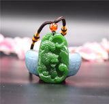 Green Chinese Tiger Jade Pendant Necklace Charm