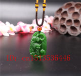 Green Chinese Tiger Jade Pendant Necklace Charm