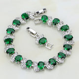 Green CZ Silver 925 Charm Bracelet Christmas