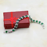Green CZ Silver 925 Charm Bracelet Christmas