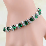 Green CZ Silver 925 Charm Bracelet Christmas Gift