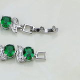 Green CZ Silver 925 Charm Bracelet Christmas Gift