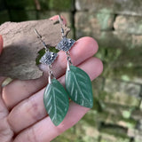 Green Dongling Jade Earrings 925 Silver Women's Jewelry
