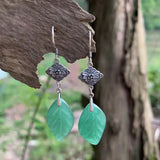 Green Dongling Jade Earrings 925 Silver Women's Jewelry