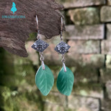 Green Dongling Jade Earrings 925 Silver Women's Jewelry