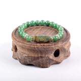 Green Dongling Three-eyed Dzi Bracelet Tibetan Agate Prayer Jewelry