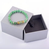 Green Dongling Three-eyed Dzi Bracelet Tibetan Agate Prayer Jewelry