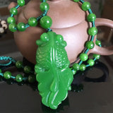 Natural Green Double-sided Carved Goldfish Pendant Boutique Jewelry