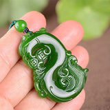 Green Hand-carved Dragon Jade Pendant for Men and Women