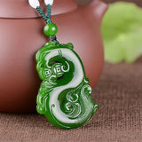 Green Hand-carved Dragon Jade Pendant for Men and Women