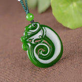 Green Dragon Jade Pendant Necklace Men Women Gift Accessories