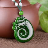 Green Dragon Jade Pendant Necklace Men Women Gift Accessories