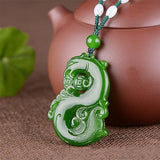 Green Hand-carved Dragon Jade Pendant for Men and Women