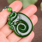 Green Dragon Jade Pendant Necklace Men Women Gift Accessories
