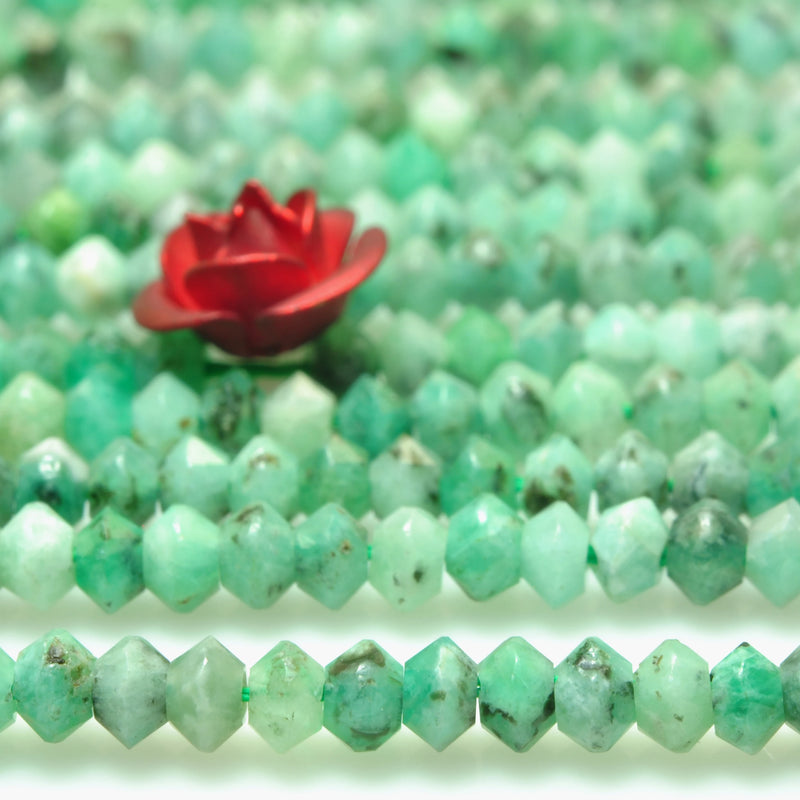 Green Emerald Faceted Rondelle Loose Beads Gemstone Bracelet Necklace