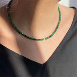 Green Agate Beads Necklace Freshwater Pearl Vintage Jewelry