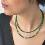 Green Agate Beads Necklace Freshwater Pearl Vintage Jewelry