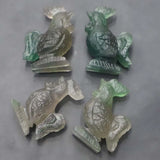 Natural Green Fluorite Carved Crystal Cock Figurine Ornaments