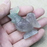Natural Green Fluorite Carved Crystal Cock Figurine Ornaments