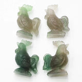 Natural Green Fluorite Carved Crystal Cock Figurine Ornaments