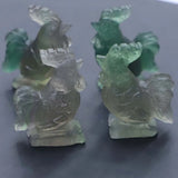 Natural Green Fluorite Carved Crystal Cock Figurine Ornaments