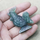 Natural Green Fluorite Carved Crystal Cock Figurine Ornaments