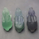 Green Fluorite Carved Crystal Rabbit Figurine Healing Hare Statue