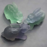 Green Fluorite Carved Crystal Rabbit Figurine Healing Hare Statue