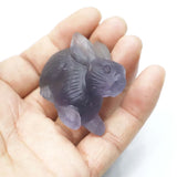Green Fluorite Carved Crystal Rabbit Figurine Healing Hare Statue