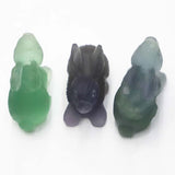 Green Fluorite Carved Crystal Rabbit Figurine Healing Hare Statue