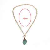 Green Fluorite Quartz Pendant Necklace with 18K Filled Chain