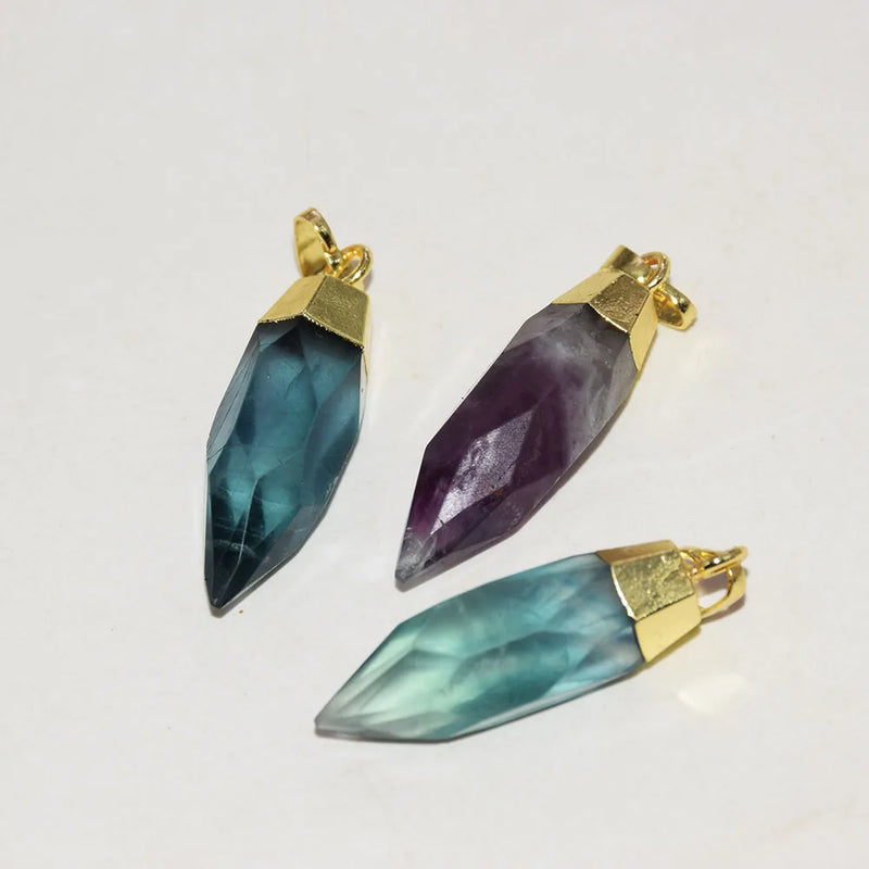 Natural Green Fluorite Quartz Pendant for Jewelry making Women Plating stone