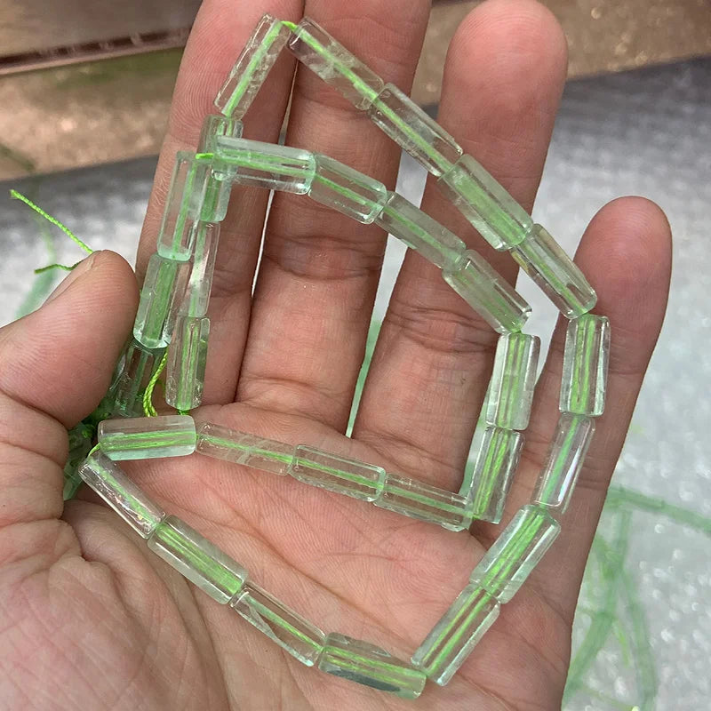 Green Fluorite Stone Beads 15'' Tube Cuboid Loose Beads DIY Jewelry Making
